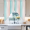 thumbnail image 4 of Coral Red Aqua Stripes Swag Valances for Windows 2 Pack Minimalist Abstract Vertical Striped Swag Kitchen Curtains 63 Inches Long Rod Pocket Short Window Treatment for Kitchen Bathroom 36"x63", 4 of 8