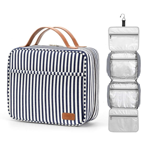 Bosidu Neceser de viaje colgante, organizador de artículos de tocador de viaje para cosméticos de gran capacidad para mujeres con 4 compartimentos y 1 gancho resistente, perfecto para viajes/uso diari
