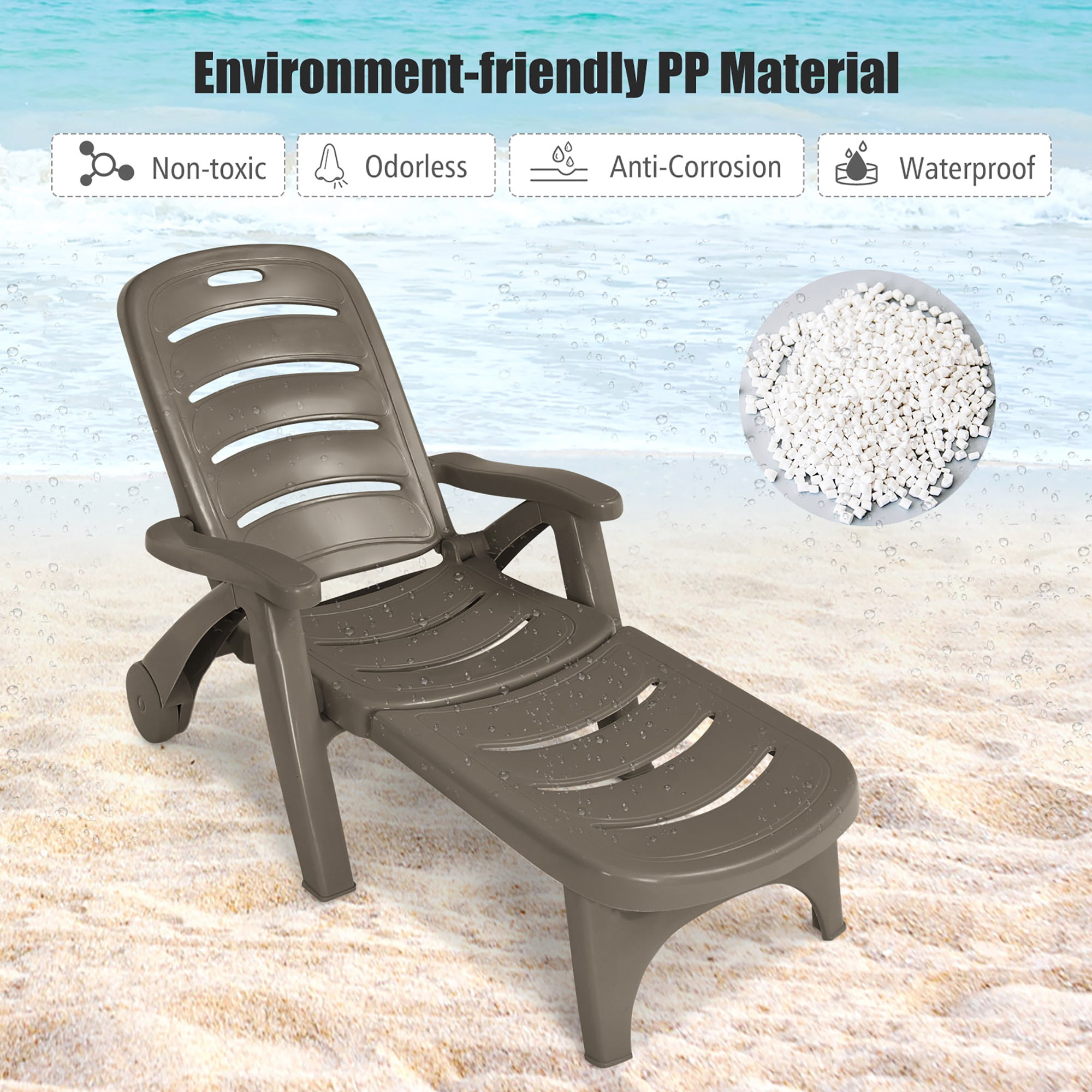 Plastic outlet sunbathing chair