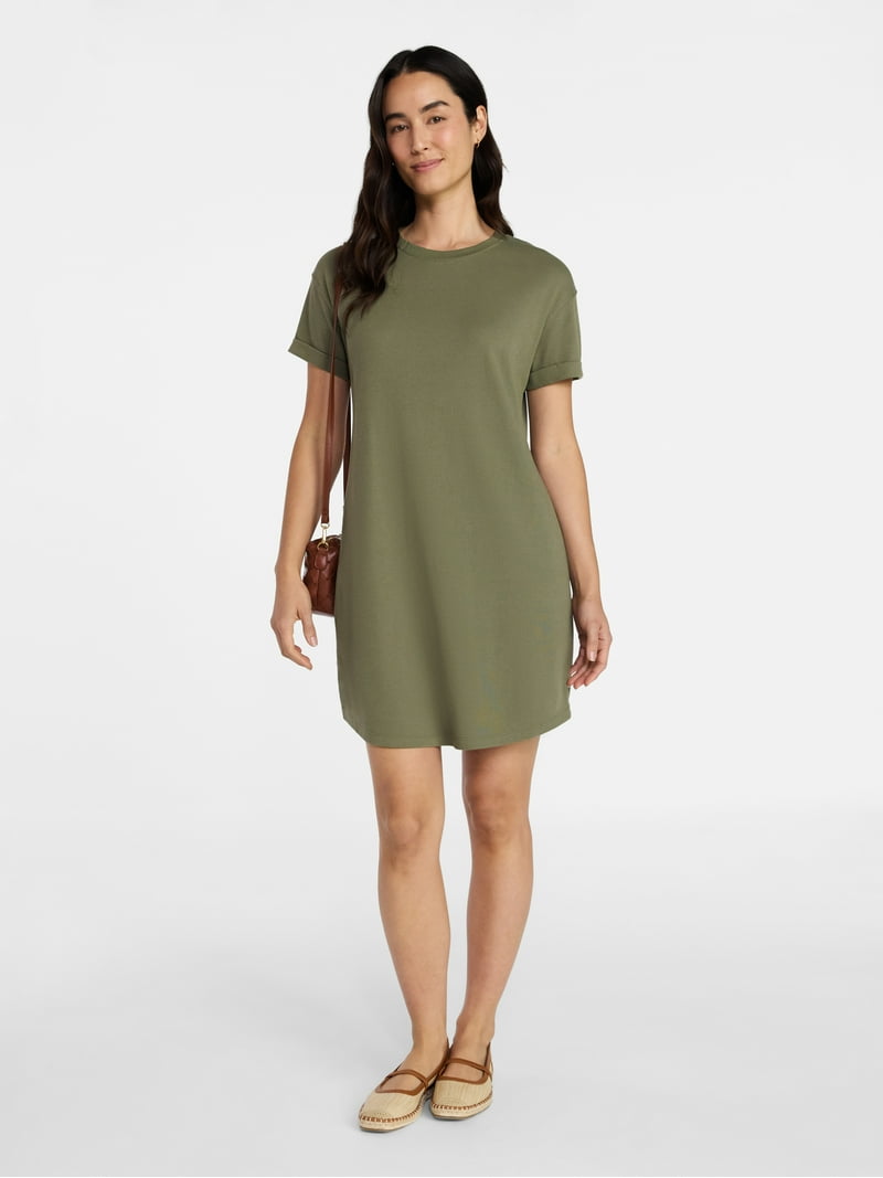 full sleeve t shirt dress Long Sleeve Crewneck T-Shirt Dress L / Black