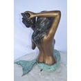 thumbnail image 6 of Mermaid with Conch  shell bronze statue -  Size: 16"L x 17"W x 21"H., 6 of 11