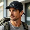 thumbnail image 6 of PRINxy Men's 5-Panel Short Brim Workwear Baseball Cap, Mountain Embroidery Lightweight Sun Hat for Hiking & Outdoor Sports Black, 6 of 7