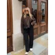 thumbnail image 3 of Abrigos cortos con cuello redondo para mujer, chaqueta elegante y cálida de manga larga con doble botonadura, Color sólido, moda de otoño, 2024, 3 of 5