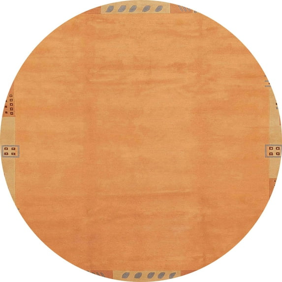 Ahgly Company Indoor Round Abstract Dark Orange Area Rugs, 8' Round