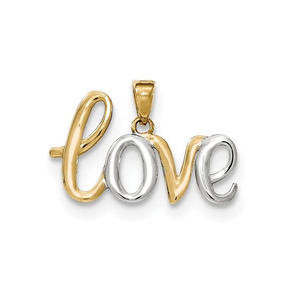 14K Two Tone Gold LOVE Charm Pendant
