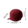 thumbnail image 4 of Lumtrix Women Knit Newsboy Hat with Crochet Flower Winter Warm Beanie Cap with Brim Vintage Slouchy Cabbie Hat for Fall Winter Deep Red One Size, 4 of 5