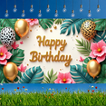 thumbnail image 6 of Yatrandify Tropical Design Happy Birthday Banner Floral Decoration Leopard Print Balloons Celebration Backdrop for Birthday Party Indoor Outdoor Kids, 6 of 6