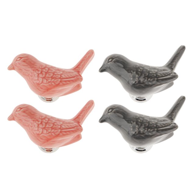 Perilla de cerámica de estilo vintage BLESIY Perilla de puerta de 4 piezas gris rosa
