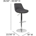 thumbnail image 3 of Home Square 3 Piece Fabric Gas Lift Adjustable Swivel Bar Stool Set in Dark Gray, 3 of 11