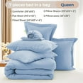 thumbnail image 4 of 7 Pieces Queen Comforter Set, Soft Bed in a Bag Queen Size, All Season Bedding Set with Comforter, Flat Sheet, Fitted Sheet, Pillowcases & Shams, Greyish Blue, 4 of 14
