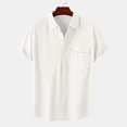 thumbnail image 5 of Taqqpue Men's Short Sleeve Button Down Shirts Casual Solid Color Cotton Linen Shirts Lightweight Quick Dry Vacation Beach Summer Blouse Tops with Pocket, 5 of 8
