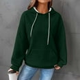 thumbnail image 2 of Kaprioy Womens Hoodies Casual Long Sleeve Drawstring Waffle Pullover Tops Loose Hooded Sweatshirt with Pocket Dark Green, XL, 2 of 6