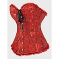 thumbnail image 5 of ZACPNCV Women's Lace Up Corset Boned Floral Overbust Lingerie Bustier Bodyshaper Top, 5 of 8