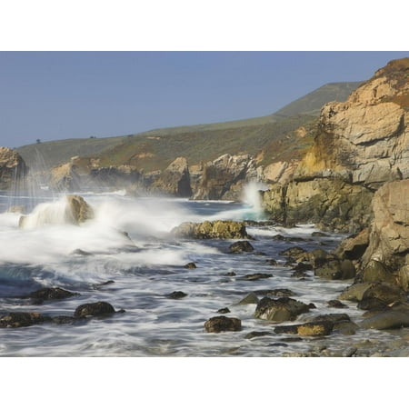 State Park Entrance - Foam Thrown in Air When Hitting Rocks, Garrapata State Park, Entrance No.7, California, USA Print Wall Art By Tom Norring