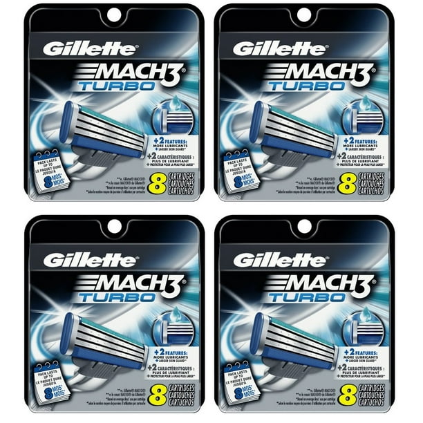 Gillette Turbo Razor Refill Cartridges, 8 Ct 4) + Count Eyebrow Trimmer - Walmart.com