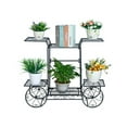 thumbnail image 6 of ANQIDI 6 Pots Metal Garden Cart Stand Black Plant Holder Flower Display Rack with Decorative Wheel, 6 of 8