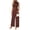 Coffee, variant on Women's Wide Leg Jumpsuit Mock Neck Cap Sleeve Elegant Dressy Casual Outfit