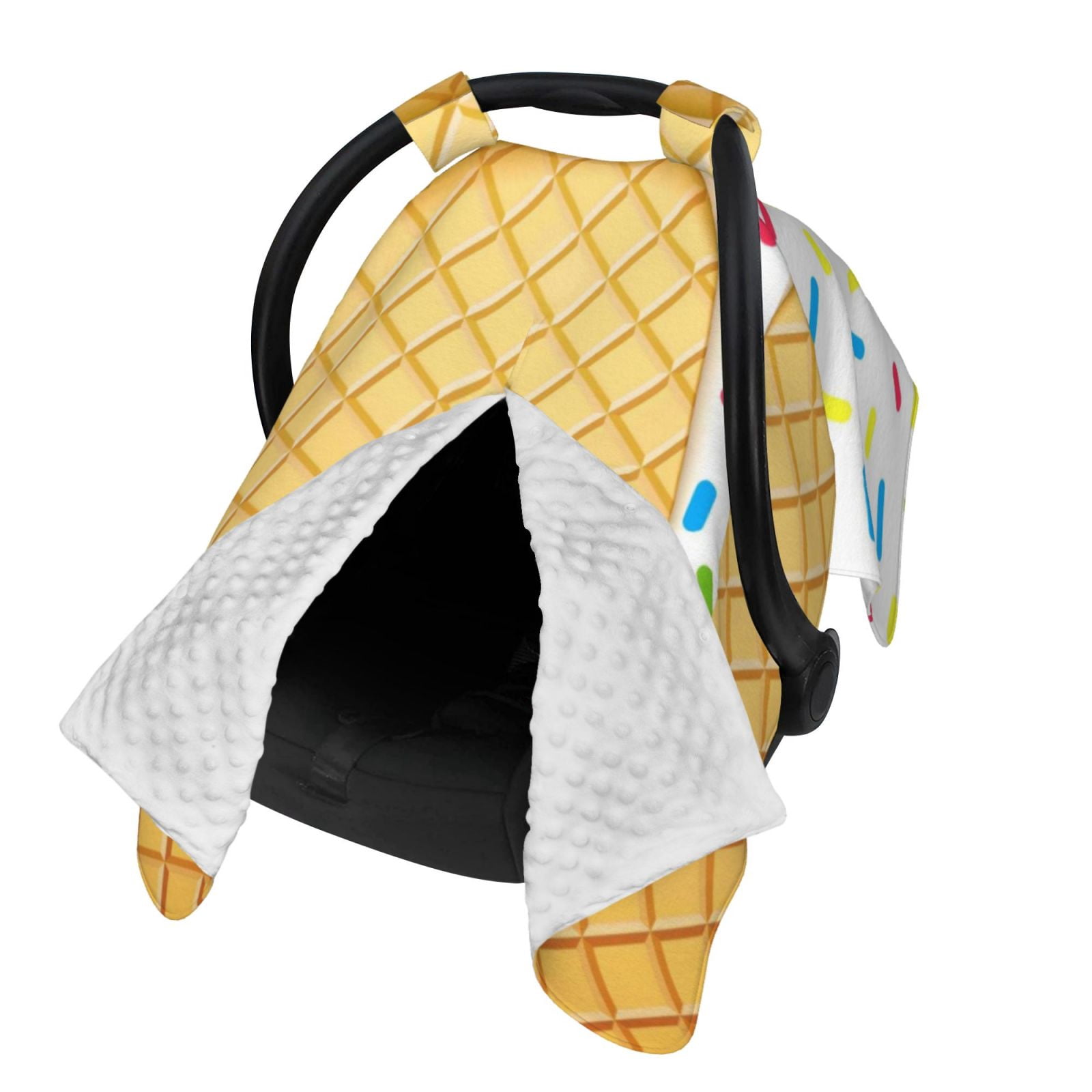 Naloa White Ice Cream Baby Car Seat Cover, Breathable Baby Carrier Cover, Multiuse Baby Carrier Cover & Nursing Breastfeeding Cover