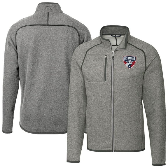 Men's-Cutter & Buck  Heather Gray FC Dallas Mainsail Sweater-Knit Full Zip Jacket
