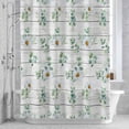 thumbnail image 3 of Summer Daisy Shower Curtain for Bathroom Decor, Eucalyptus Leaves Flower White Wood Grain Waterproof Fabric Shower Curtain, 66"x72" Set with 12 Hooks, 3 of 9