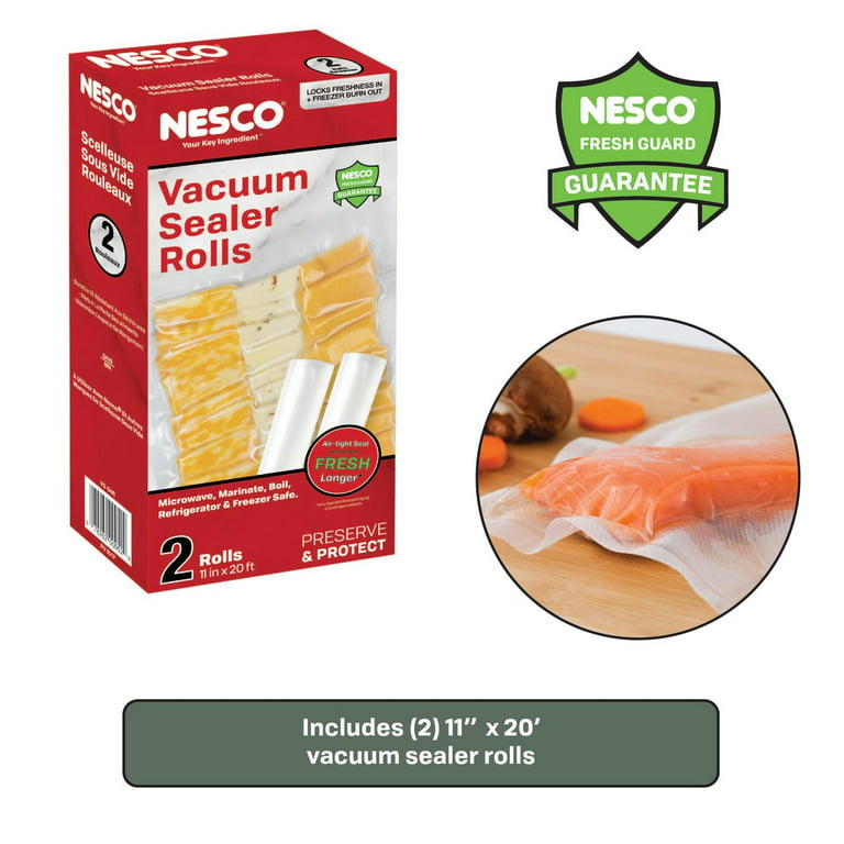 NESCO VS-04R Two 11 x 20' Vacuum Sealer Rolls for Custom-sized Vacuum  Sealer Bags Compatible with Nesco vacuum sealers and other brands