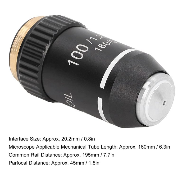 Produktbild von 100x Achromatisches Mikroskopobjektiv – Ölimmersion, 1,25 NA, Messing, Federnd, RMS (20,2 Mm)