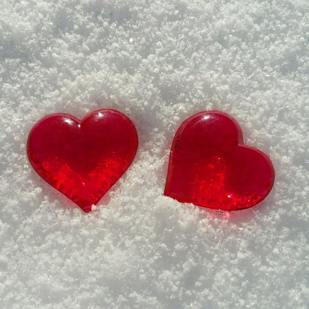 Canvas Print Heart Love Valentine's Day Background Image Snow Stretched Canvas 10 x
