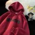 thumbnail image 2 of Spring Burgundy High Quality Heavyweight Silicone Printed Loose Hooded Sweatshirt Wine Red Fleece-Lined Xl, 2 of 6