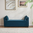 thumbnail image 3 of Storage Bench for Bedroom, 55" End of Bed Bench for King Size Bed, Modern Upholstered Long Ottoman Bench with Arms and 2 Pillows for Living Room/Entryway, 3 of 10