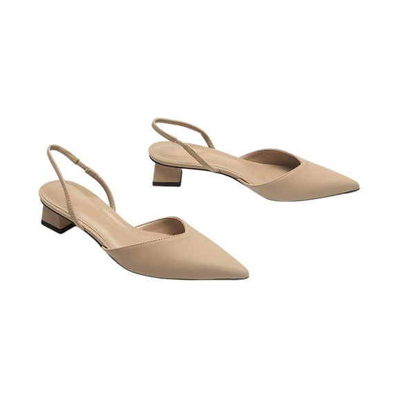 Lovskoo 2024 Women's Low Heels Shoes Pointed Toe Sandals Pointed Pumps Banquet Dress Shoes Hight Heel Single Shoes Beige
