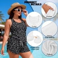 thumbnail image 6 of Xoenoiee Black Leopard Print Blouson Tankini Swimsuits for Women 2026 Tummy Control Two Piece Bathing Suits with Sporty Pockets Swim Shorts, S, 6 of 7