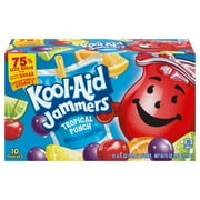 Kool-Aid Jammers Tropical Punch Flavored Drink, 10 Ct Box, 6 fl oz Pouches, Liquids