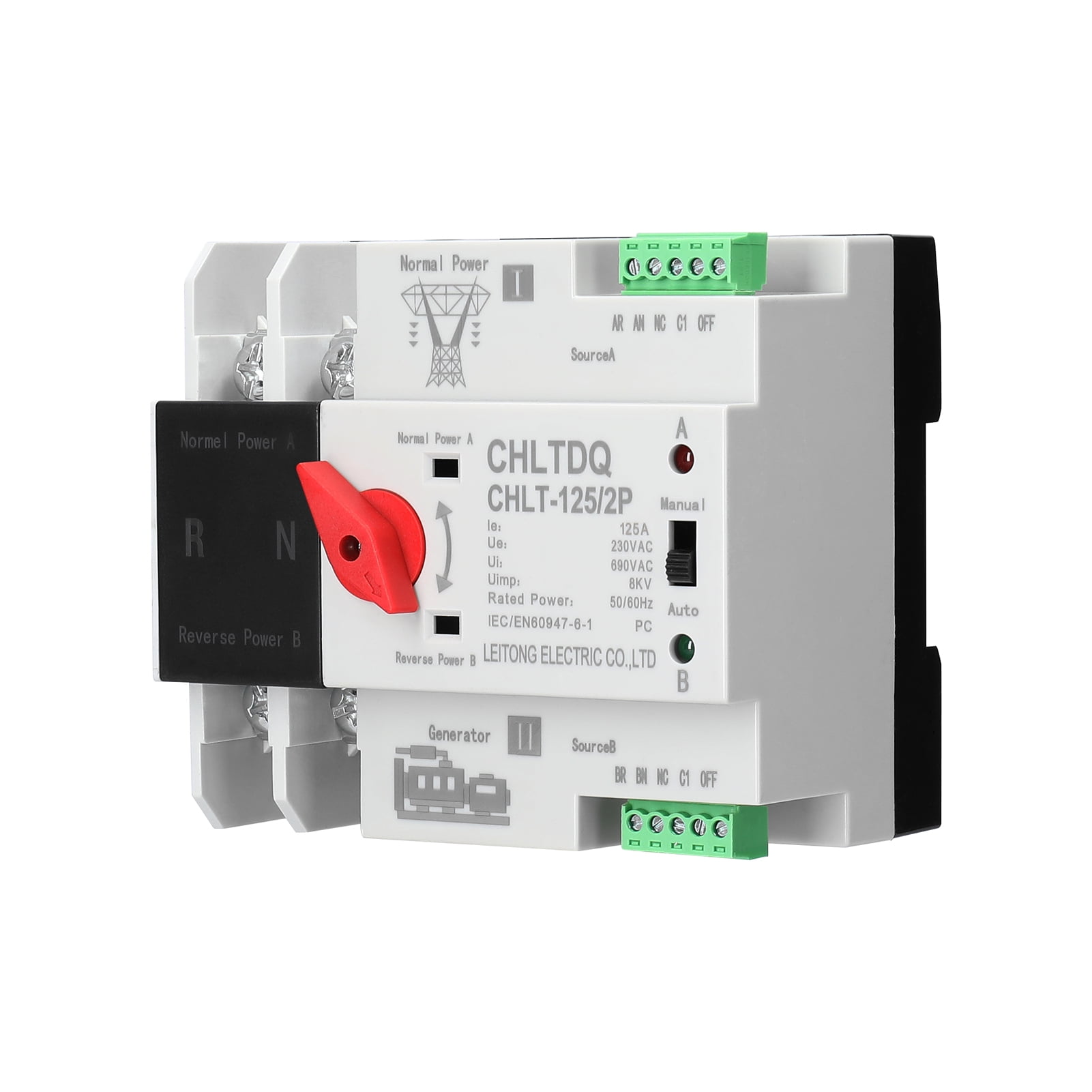 Compact Automatic Transfer Switch Electrical Selector Switches Dual Power Switch Solar Power