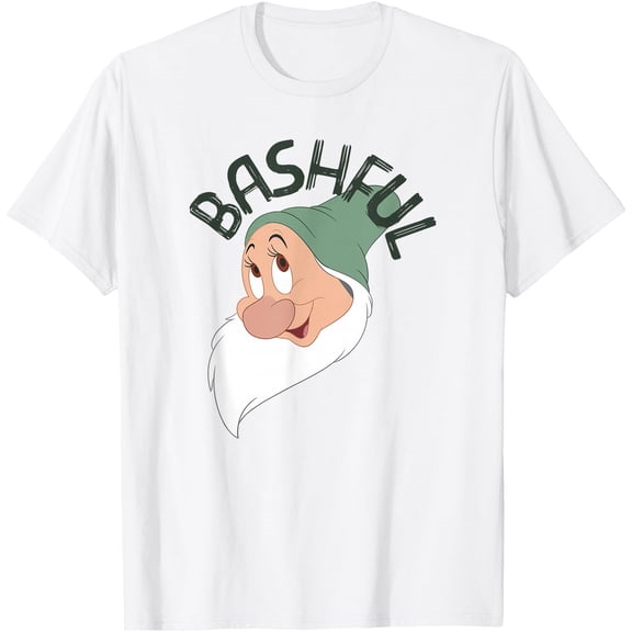 Snow White and the Seven Dwarfs Bashful Big Face DTG Print Unisex T-Shirt