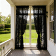 thumbnail image 2 of Vintage Lace Curtains 55 Inches Long-Romantic Flowers and Branch Sheer Lacy Curtains for Living Room French Door 1 Pair Rod Pocket, 40 x 55 Inch Black, 2 of 6