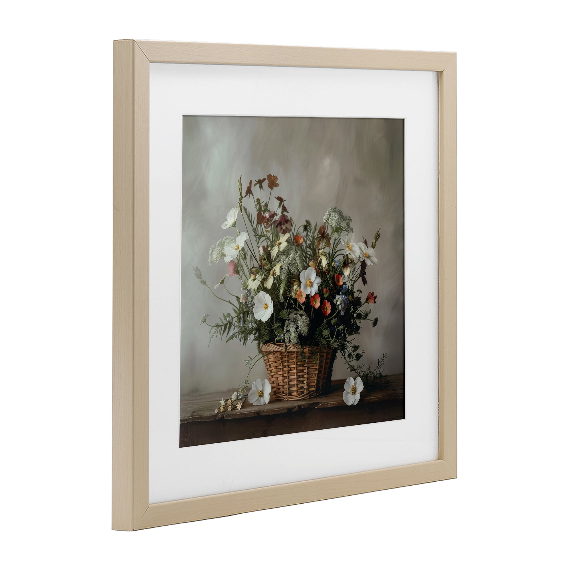 Stupell Industries Flowers In A Basket Arrangement Birch Framed Print Under Glass, design by Lazar Studio