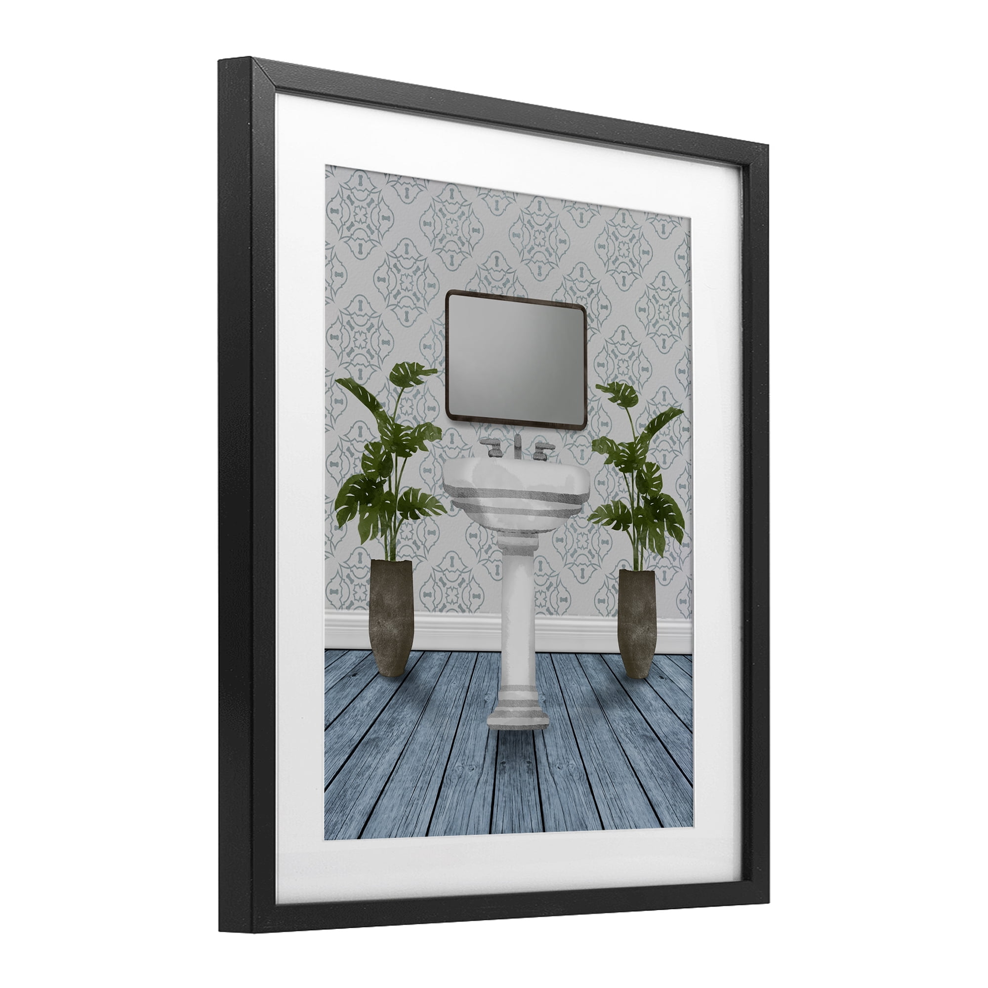 Stupell Industries Restful Wash Plants & Sink Black Framed Print Under Glass, design by Marcus Prime