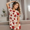 thumbnail image 4 of Cotton Nightgowns for Women - Red Ladybug A Sleep Shirts for Women's Nightgowns & Sleepshirts, Soft Cotton Pajama Dress Shirts for Women, House Dress Sleepwear for Women, 4 of 7