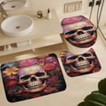 thumbnail image 6 of Colorful Flower Skull 4 Pcs Shower Curtain Set with Rug Bathroom Sets with Waterproof Fabric And Non-Slip Rugs Toilet Lid Cover Bath Mat Decor with Hooks, 6 of 8