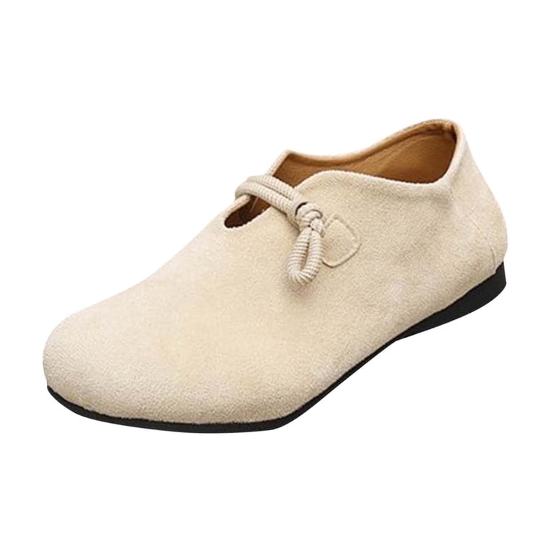 Tawop Women Shoes Womens Dress Shoes Work Shoes Flats Round Toe Casual Lace-Up Suede Beige 6.5, Women's, Size: Small Tawop Women Shoes Womens Dress Shoes Work Shoes Flats Round Toe Casual Lace-Up Suede Beige 6.5, Women's, Size: Small