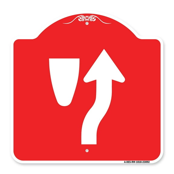 SignMission A-DES-RW-1818-23892 18 x 18 in. Designer Series Sign - Keep Right with Graphic Only, Red & White