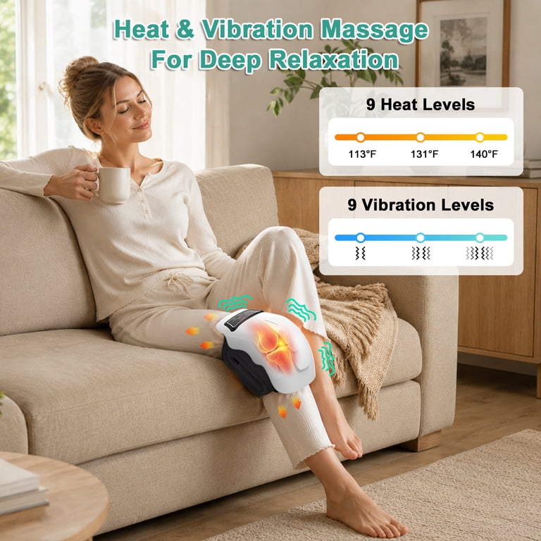 HLTHZONE Pro 4-in-1 Knee Massager with Heat, Vibration, Red Light