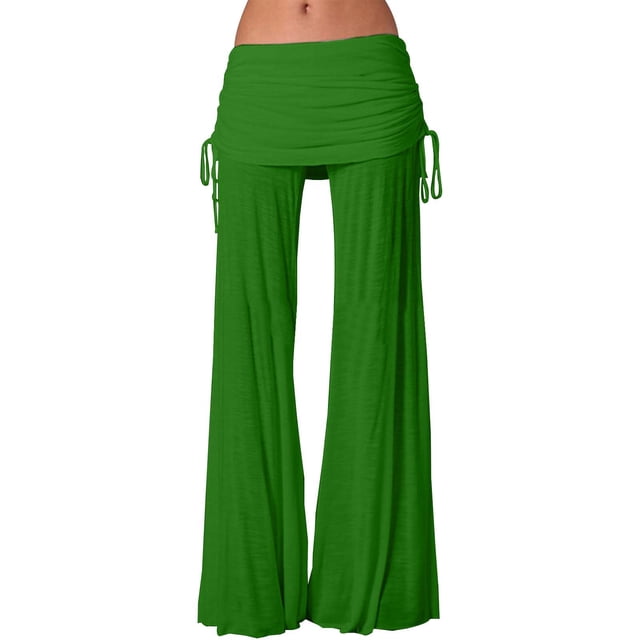 WILLBEST Pantalones Casuales para Mujer, Pantalones Deportivos de Pierna Ancha de Color Liso para Mujer con Cinturón, Ropa de Baile de Tiro Medio para Mayor Comodidad y Estilo. Extra Grande