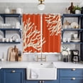 thumbnail image 2 of Curtains 84 Inches Long 2 Panels, Coral Orange Grommets Window Treatment Curtain, Coastal White Ocean Marine Nautical Beach Thermal Curtains Drapes for Living Room/Bathroom, 2 of 9