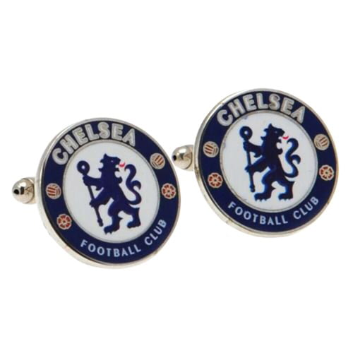 Blue//White Chelsea FC Mens Official Metal Football Crest Cufflinks One Size