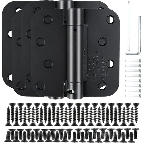 TDCHINGES Black Self-Closing Door Hinges 4 Inch x 4" Spring Hinge Soft Close Door Hinges 4 Pack