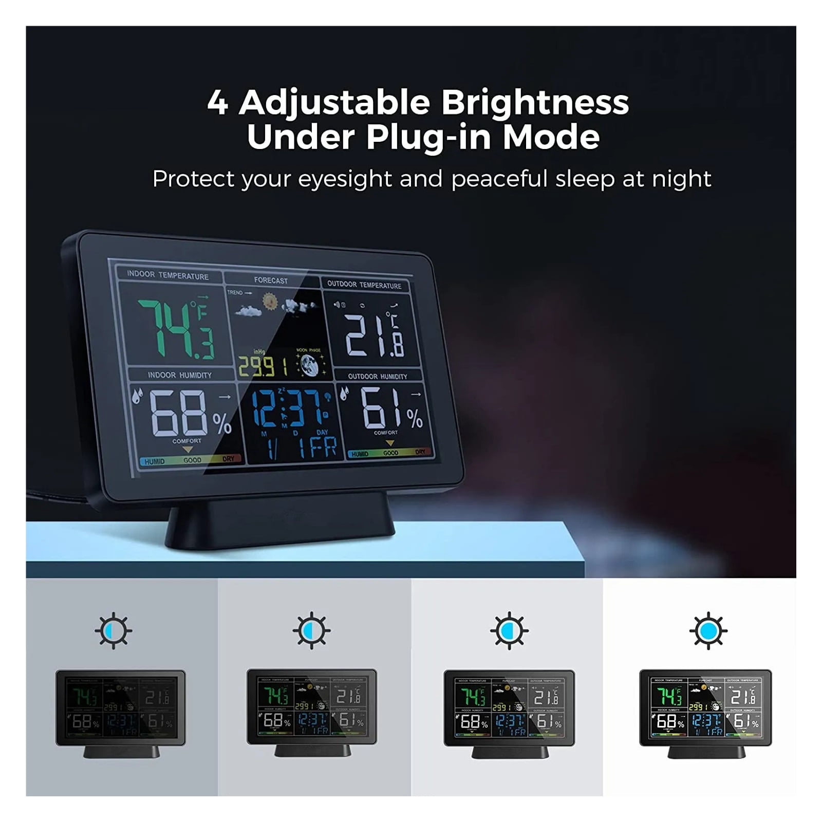 Weather Station Temperature Humidity Meter Atmospheric Pressure Time Auto Calibration ,Real-Time