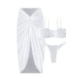 thumbnail image 2 of Daiosportswear Women'S Strapless Bandeau Swimsuits High Waisted Bikini Sets with Coverup Skirts 3 Piece Bathing Suits,Cover-Up for Women White S(S), 2 of 5