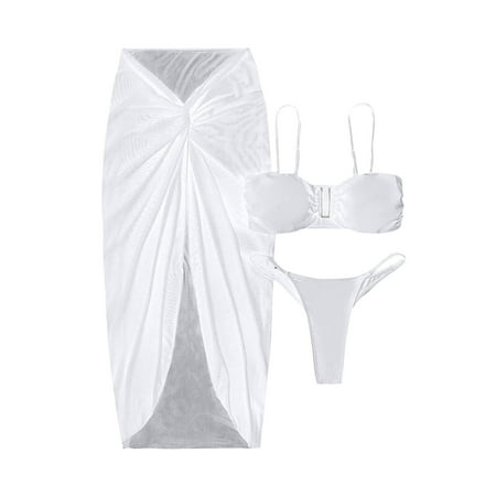 Tawop Swimming Suits for Women Swimsuit Women Cover Up Bikini High Waisted Bathing Suits Swimsuit Women Clearance White L