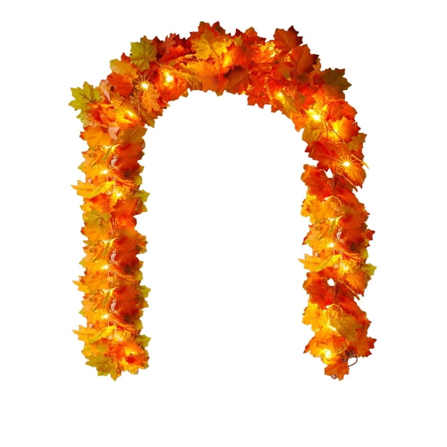 Halloween Maple Leaf Vine Lights 69 Inches Artificial Maple Leaf String Lights With Plug In For Thanksgiving Fall Home Decor Indoor Outdoor Hanging Decorations